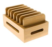 Bamboo Charging Station Hold Up To 6 Devices, Charging Station Organizer for Phones, Tablets, Watch, Earbuds - Bamboo for Multiple Devices
