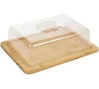 Bamboo Cheese Board And Acrylic Cover Serving Storage Platter Tray Wooden Server