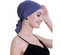 Bamboo Chemo Headscarf For Women Hair loss - Cancer Slip On Headwear Turbans Hats caps Sealed Packaging DENIM BLUE