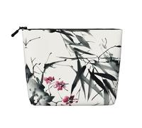 Bamboo Cherry Blossom Patterned Women's Cosmetic Bag, Single Layer Toiletry Bag, Suitable for Daily Storage, Travel, and Business Trips.