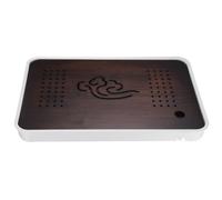 Bamboo Chinese Gong Fu Tea Tray 14.4" - Lucky Pattern Burgundy Tea Table with Water Storage Box Elegant Brown & White Design for Tea Lovers