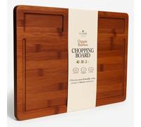 Bamboo Chopping Board 40 x 30 x 2 cm - with 2 Built-in Compartments & Juice Grooves. Large Wooden Cutting Board for Kitchen, Premium Organic Bamboo - Reversible, Antimicrobial & Easy-to-Clean.