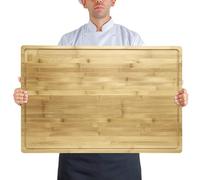 Bamboo Chopping Board, 76x51x2cm Large Wooden Cutting Board with Juice Grooves & Handle, Over The Sink Chopping Block Double-Sided Use for Meats Vegetable Bread Fruits BBQ Charcuterie Cheese