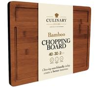 Bamboo Chopping Board. Reversible, Built-in Compartments, Juice Grooves, Antimicrobial. Premium Organic Bamboo 40 x 30 x 2 cm. Large Wooden Cutting Board for Carving Meat, Vegetables, Bread and Cheese