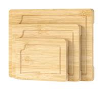 Bamboo Chopping Board Set of 3, Wooden Chopping Boards with Double-Sided Design, Durable Kitchen Cutting Boards for Meat Vegetables Fruit Serving