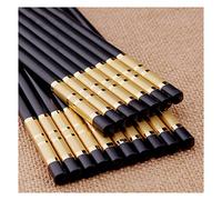 Bamboo Chopsticks，Fiberglass Chopsticks 10 Pairs Black Fiberglass Set,9.5 Inch Reusable Dishwasher Safe