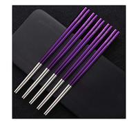 Bamboo Chopsticks，Fiberglass Chopsticks 5 Pairs/10 Pairs Multicolor Stainless Steel , Non-Slip Chop Sticks Gift Set blue-10