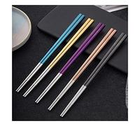 Bamboo Chopsticks，Fiberglass Chopsticks 5 Pairs/10 Pairs Multicolor Stainless Steel , Non-Slip Chop Sticks Gift Set blue-10