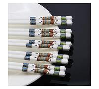 Bamboo Chopsticks，Fiberglass Chopsticks 5 Pairs Bone China Reusable,White -High-end Wooden Gift Box G