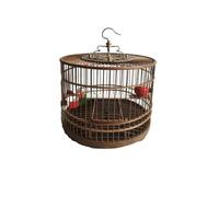 Bamboo Circular Birdcage with Hook Easy Hanging Pearl Bird Small Cage for Carrying Cockatiels
