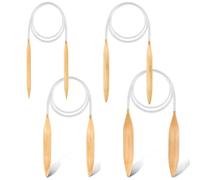 Bamboo Circular Knitting Needles Set - US Size 15 19 35 50 (10 15 20 25 mm) Circular Wooden Knitting Needles with Plastic Tube Natural Wood Jumbo Needle for Chunky Yarn Giant Circular Knitting Needles