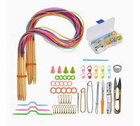 Bamboo Circular Needles, 18 Pairs of Knitting Needles 2mm-10mm Tube Multicoloured Round Crochet Needles with 58 Pieces Accessories Knitting Tools Box for Knitting Wool Scarf DIY (76)