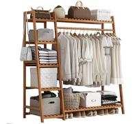 Bamboo Clack, Modern Minimalist Floor-Standing Storage, High Capacity Open Wardrobe for Entryway Bedroom Living Room