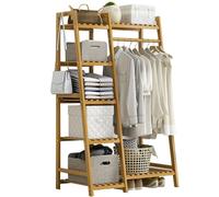 Bamboo Clack, Modern Minimalist Floor-Standing Storage, High Capacity Open Wardrobe for Entryway Bedroom Living Room