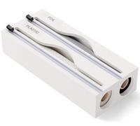 Bamboo Cling Film Dispenser with Slide Cutter, 35cm Wide 2 in 1 Plastic Wrap and Aluminum Foil Dispenser for Kitchen Drawer/Wall Mount(A,Two grids)