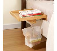 Bamboo Clip-On Bedside Table Tray Floating Nightstand Shelf for Bed Edges 1.5-9.5cm thick Holds up to 20kg 28-50cm Adjustable Bed Tray for Small Spaces