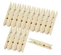 Bamboo Clothes Pegs (6 cm), Pack of 24, Bamboo Pegs, Craft Clips, Decorative Clips, Photo Clips with Strong Metal Spring