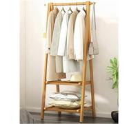 Bamboo Clothes Rack - 2-Tier Garment Storage with Hooks Stylish Coat Stand for Bedroom & Entryway 66x40x160cm Natural Wood Finish