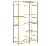 Bamboo Clothes Rack with 6 Shelves 100 x 50 x 184.5 cm Freestanding for Bedroom Hallway Dressing Room Space Saving with Coat Stand and Shoe Rack Organiser