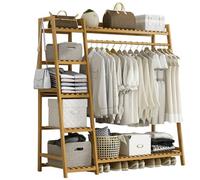 Bamboo Clothes Rack with High Capacity for Entryway Bedroom Living RoomStylish and Durable Storage Solution for Organizing Clothes and Accessories