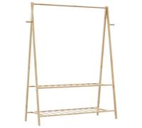 Bamboo Clothes Rack with Shelves 132 x 45.5 x 150.5 cm Freestanding Foldable with Clothes Rail and Shoe Rack for Hallway Bedroom Dressing Room Space Saving Organiser