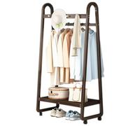 Bamboo Clothes Rail, Clothes Rack on Wheels Free Standing Garment Rack with Storage Shelves Coat Rack, 80 x 39 x 165 cm, for Entryway, Hall, Foyer, Mudroom and Bedroom (Brown)