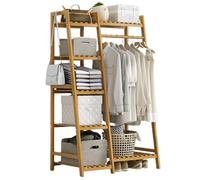 Bamboo Clothes Rail,Open Wardrobe,Wooden Clothes Rail,Open Wardrobes for Bedroom,Clothes Rail with Shelves,Wooden Wardrobe,Clothes Rack,Minimalist Wooden Clothes Rail Stand