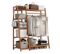 Bamboo Clothes Rail,Open Wardrobe,Wooden Clothes Rail,Open Wardrobes for Bedroom,Clothes Rail with Shelves,Wooden Wardrobe,Clothes Rack,Minimalist Wooden Clothes Rail Stand