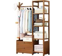 Bamboo Coat Rack with Shelves for Hanging Clothes and Storage Freestanding Garment Rack for Bedroom Hallway Living Room