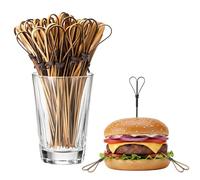 Bamboo Cocktail Sticks and Skewers, 100-Piece Set of Wooden Toothpicks for Food Presentation, Durable Bamboo Sticks for Burger Skewers and Cocktail Garnishes
