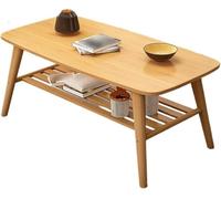 Bamboo Coffee Table for Living Room Double-Layer Top Strong Load-Bearing Clear Texture Fine Workmanship Modern Design 100x60x40 cm Natural Color Apartment Furniture