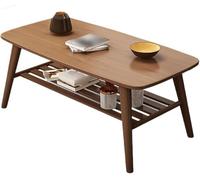 Bamboo Coffee Table for Living Room Double-Layer Top Strong Load Capacity Clear Texture Fine Craftsmanship Walnut Finish 100x60x60 cm Modern Design