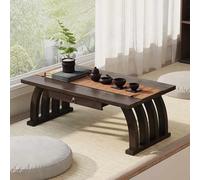 Bamboo Coffee Table with Drawers, Japanese-style Low Tea Table, Computer Desk for Sitting on the Floor, Ideal for Bedroom Bay Window