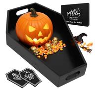 Bamboo Coffin Decor Tray by Gothelia - Decorative Tray for Tables & Kitchen, Decorative Trays for Home Decor, Spacious Gothic Storage, Coffin Shaped Charcuterie Board, Nightstand Trays, Medium