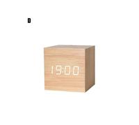 (Bamboo color) Intelligent Voice Controlled Alarm Clock Modern Wooden Wood Digital LED Clock