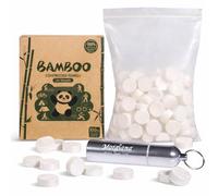 Bamboo Compressed Towels - 100-Pack with Aluminum Tube for Travel, Backpacking & Camping - Biodegradable Toilet Paper Tablets & Portable Expandable Wipes for Outdoor Hygiene & Emergencies(White)