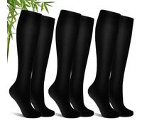 Bamboo Compression Socks for Women & Men, 3 Pairs Bamboo Viscose Socks, Compression Stockings Flight & Travel Support Socks for Work, Pregnancy, Cycling, Flying, Sports, Long Standing