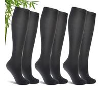 Bamboo Compression Socks for Women & Men, 3 Pairs Bamboo Viscose Socks, Compression Stockings Flight & Travel Support Socks for Work, Pregnancy, Cycling, Flying, Sports, Long Standing