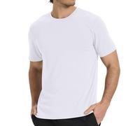 BAMBOO COOL Men's Crewneck T-Shirts Short Sleeve Heavy Weight Tees Moisture Wicking Undershirts Casual Basic T Shirt, B-b-white, Large