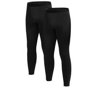BAMBOO COOL Men's Lightweight Thermal Underwear Bottoms Fleece Lined Long Johns for Men Base Layer Pants for Cold Weather L (2Pack)