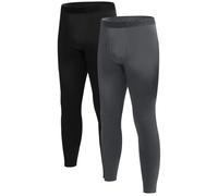BAMBOO COOL Men's Thermal Underwear Long Johns Bottom with Soft Wool Lining, Soft Warm Base Layer Pants for Cold Weather L (2Pack)