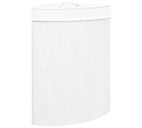 vidaXL Bamboo Corner Laundry Basket White 60L Washing Clothes Storage Hamper