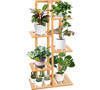 Bamboo Corner Plant Stand, 6 Tier Tall Freestanding Storage Shelf for 6 Potted Plants, Plant Accessories Rack Indoor and Outdoor Use, Multiple Plant Holder For Balcony and Living Room