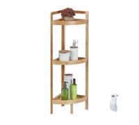 Bamboo corner shelf Bathroom Organiser 3 Levels Natural Finish Bamboo Shelf Unit