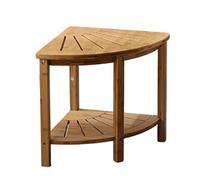 Bamboo Corner Shower Stool for Shaving Legs - Waterproof 2-Tier Bath Bench with Storage Shelf, Stylish Wooden Bathroom Stool, Perfect for Small Spaces.