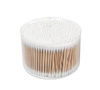 Bamboo Cotton Bud, 500 Pieces Bamboo Cotton Swabs, Natural Double Round Tips Cotton Buds, Bamboo Earbuds Cotton Swabs for Cleaning Ear, Makeup, Keyboard, Wound, Crafts