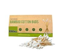 Bamboo Cotton Buds 1000pcs Q tips NCS35® Eco-Friendly Biodegradable Cotton Swabs Organic Cotton Tips & Strong Bamboo Stems Plastic-Free Ear Buds for Makeup, Beauty, Baby Care & Cleaning qtip