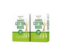 Bamboo Cotton Buds 2 Pack - 400 Buds Total - Eco-Friendly, Biodegradable Cotton Swabs with Bamboo Sticks - Organic- Ear Cleaning, Makeup Cleaning, & Beauty Use