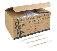 Bamboo Cotton Swabs - Sturdy Bamboo Core, Soft Cotton Tips - Disposable Swabs for Beauty, Makeup, Beauty, Skincare and Personal Care - Eco-Conscious Packaging (1000 ct)