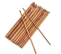 Bamboo Crochet Hooks Set 12PCS Knitting Needles Set Beginners 3.0mm/3.5mm/4.0mm/4.5mm/5.0mm/5.5mm/6.0mm/6.5mm/7mm/8mm/9mm/10.0mm Wood Knitting Needle Yarn Knitted Accessories for DIY Scarf Sweater
